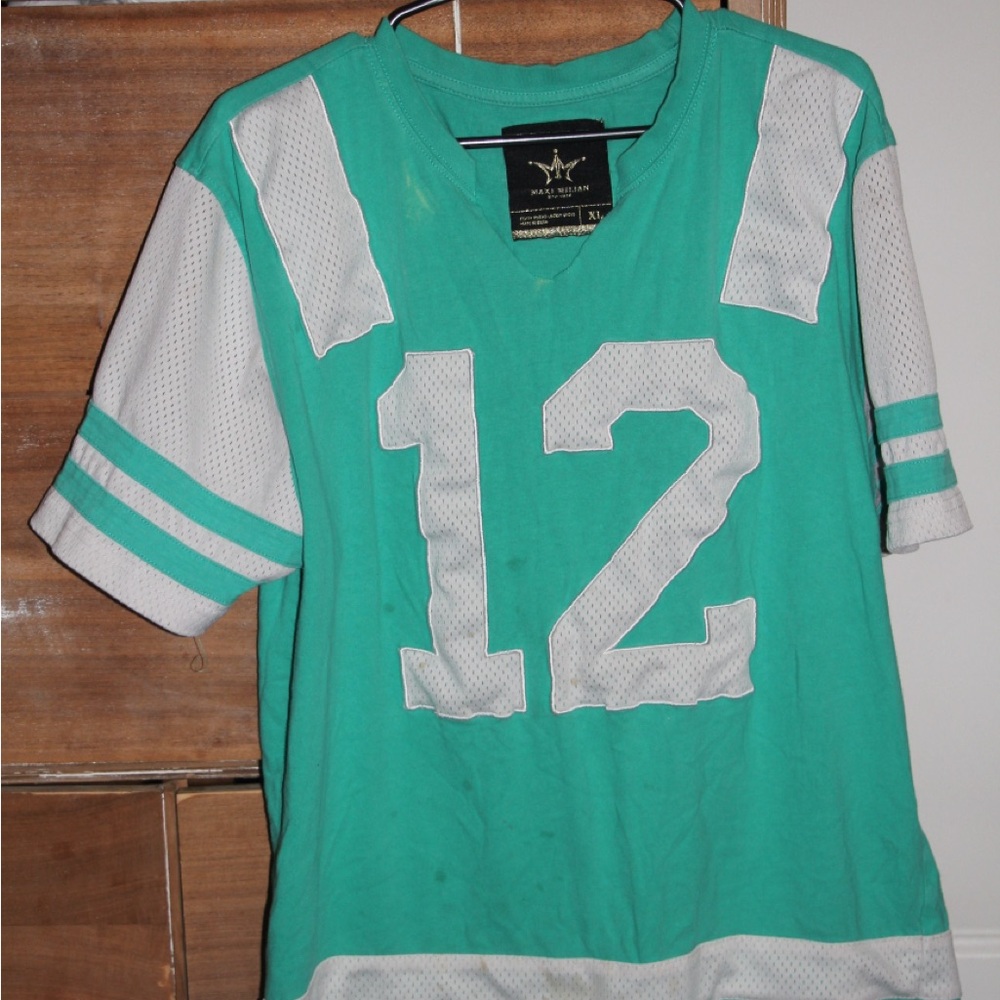 Unisex Teal and White football jersey